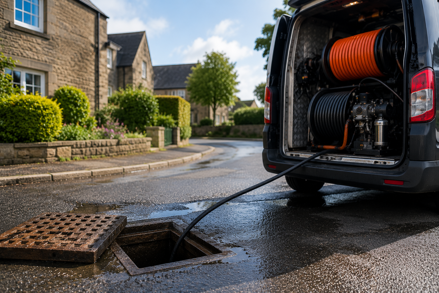 Drain unblocking equipment at a residential property in Clackmannanshire